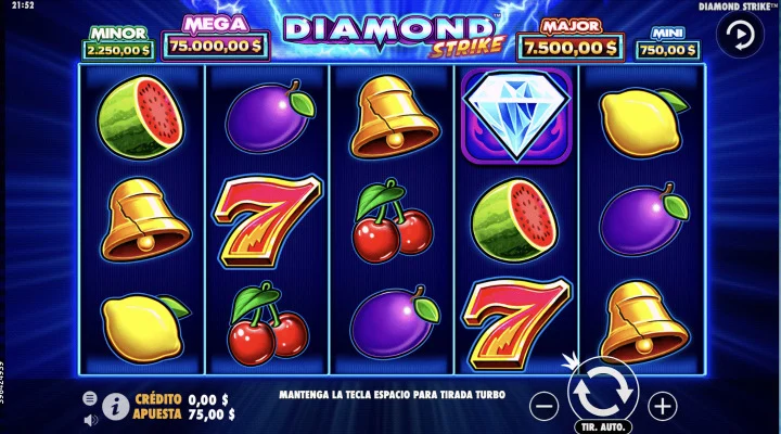 Juego base de Diamond Strike con sus símbolos y carriles
